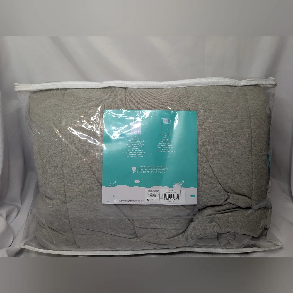 NWT Pillowfort Gray Channel Jersey Twin Comforter Set